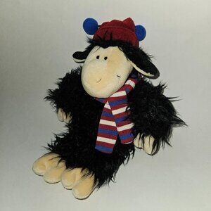 Nici Germany Black Sheep Plush Striped Scarf Hat Stuffed Animal Toy Lovey